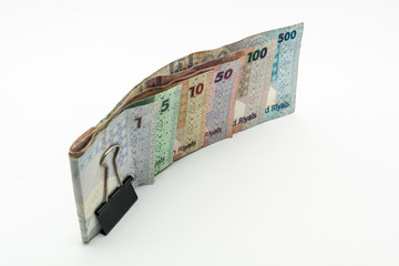 Qatar currencies Hundred Riyal, five hundred riyal, hundred riyal,fifty riyal, ten riyal, five riyal and  one riyal