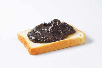 White bread with plum jam