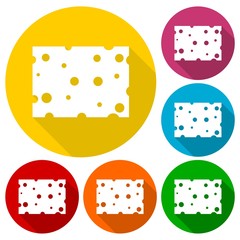 Cheese icons set with long shadow
