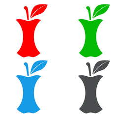 Icono plano manzana mordida en varios colores