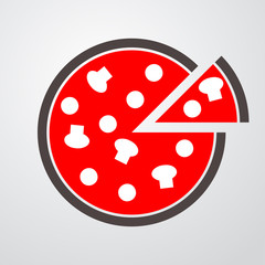 Icono plano pizza sobre fondo degradado