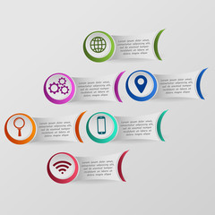 Colorful infographics template with steps, options. For infographic, banner, poster, web design, brochure, presentation. Vector illustration