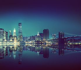 Fototapeta na wymiar New York City Lights Scenic Bridge View Concept