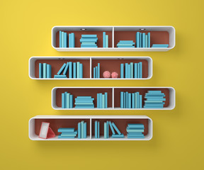 3d rendered bookshelves.