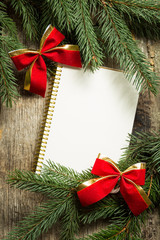 Blank notebook with christmas decoration