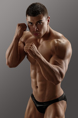 Muscular man ready to fight