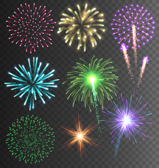 Festive Colorful Firework Salute Burst on Transparent Background