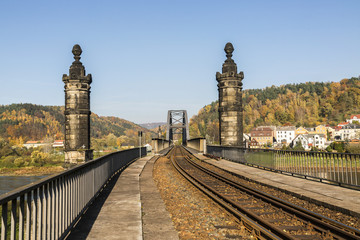 Fototapeta na wymiar View of old railway bridge, Bad Schandau, GERMANY