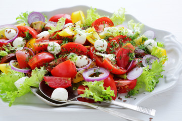 summer tomatoes salad with cheese