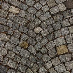 Square image pavement of granite blocks