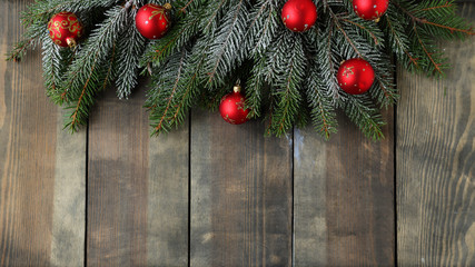 Fototapeta na wymiar background with spruce and xmas decorations