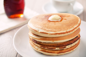Pancakes with maple syrup.