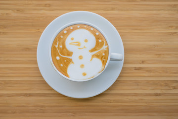Snowman Latte Art Coffee