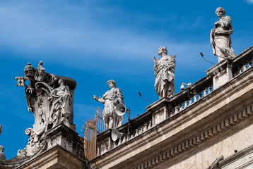 Sculptures at the top of the portico of St. Peter's Basilica