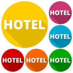 Hotel icons set with long shadow