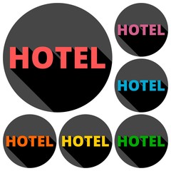 Hotel icons set with long shadow