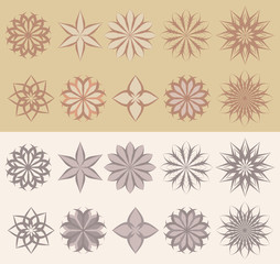 Vector set of ornamental floral characters in style.