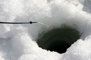  ice-hole and fishing tackle