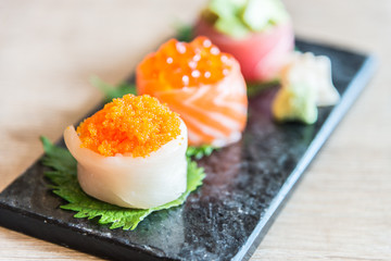 Selective focus point on sushi roll