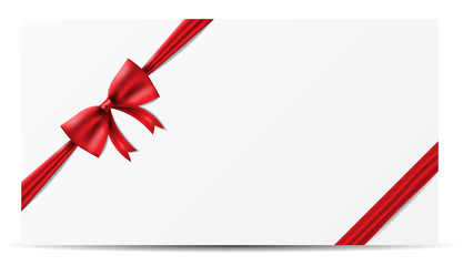 blank paper with red bow ribbon vector
