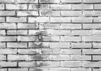 Old white brick wall, closeup background texture