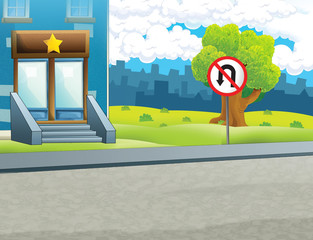 Cartoon street scene - nobody on the stage - for different ustage - illustration for children