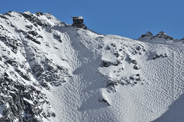 Very steep ski runs on glacier, Verbier, 4 Valleys, Switzerland