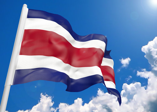 3D realistic waving flag of Costa Rica