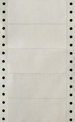 Continuous Hole Punched Strip of Printer Labels