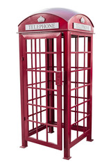 Obraz premium Classic British red phone booth in London UK, isolated on white