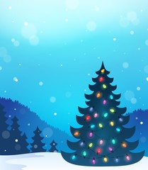 Fototapeta premium Christmas tree silhouette topic 8