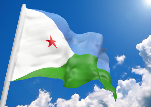 3D realistic waving flag of Djibouti