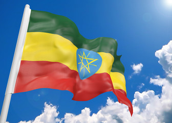 3D realistic waving flag of Ethiopia