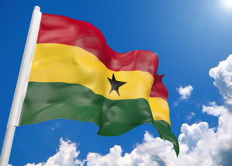 3D realistic waving flag of Ghana