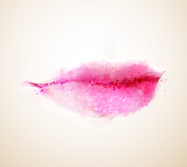 Beautiful woman nice lips formed by abstract blots