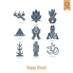 Diwali. Indian Festival Icons