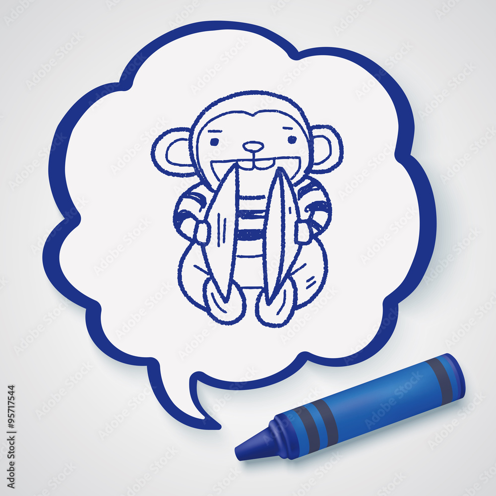 Wall mural monkey toy doodle