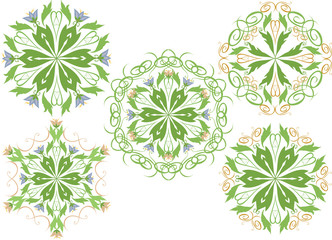 Vector set of floral patterns on a white background.