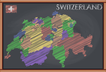 Blackboard with the Map of Switzerland