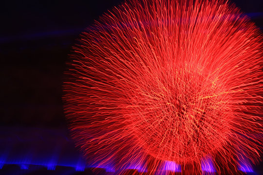Christmas street illumination - sphere of LED lights in motion. 