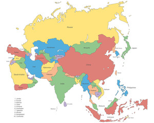 Fototapeta na wymiar asia political map - vector