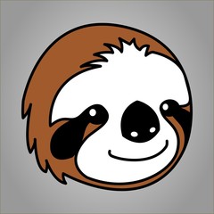 Faultier Cartoon Kopf in drei Farben