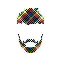 retro hipster guy colorful line