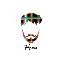 retro hipster guy colorful line