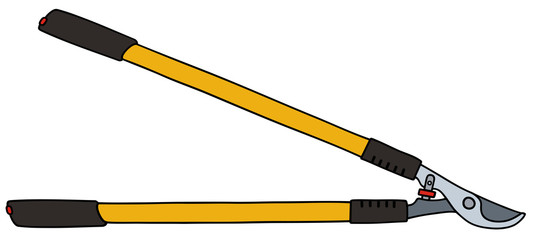 Yellow long garden shears / Hand drawing