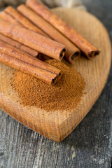 cinnamon on wooden surface