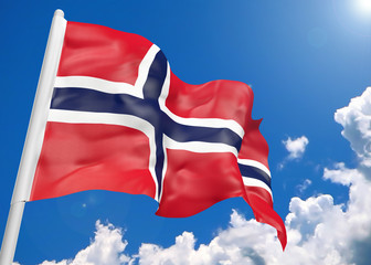 3D realistic waving flag of Norway