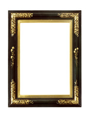 Oriental picture frame old antique lacquer and gold, isolated on