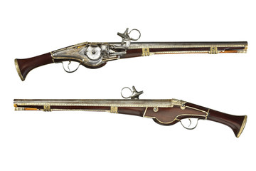 Pistols pair original antique wheelock and flint pistols
