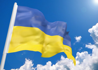 3D realistic waving flag of Ukraine